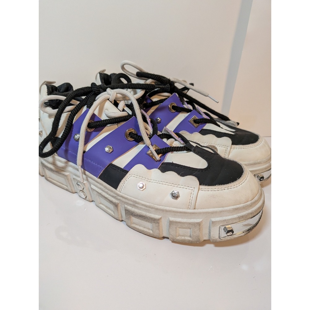 UCC Auntie Alash of Clans Platform Sneakers White Purple Black Studded Size 43